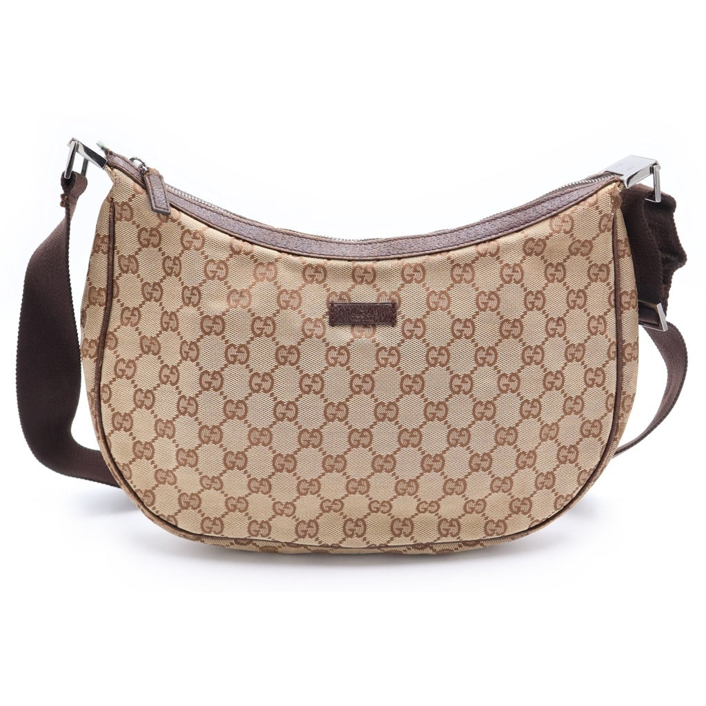 GUCCI(グッチ) GGキャンバス レザー ショルダーバッグ ブラウン 122790 レディース