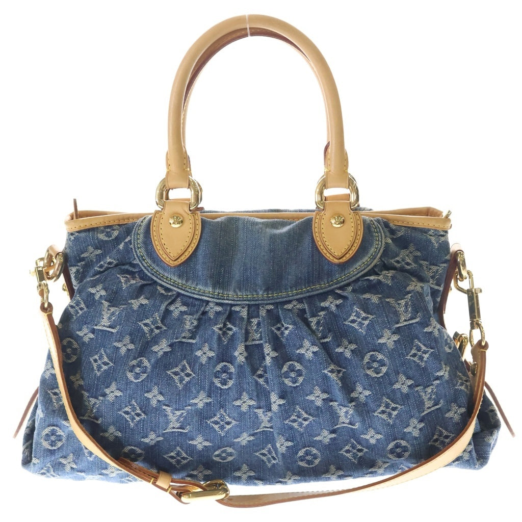 LOUIS VUITTON(ルイヴィトン) モノグラムデニム ネオカヴィMM 2WAYハンドバッグ ショルダーバッグ インディゴブルー×ブラウン レザー×デニム M95349 ゴールド金具 レディース