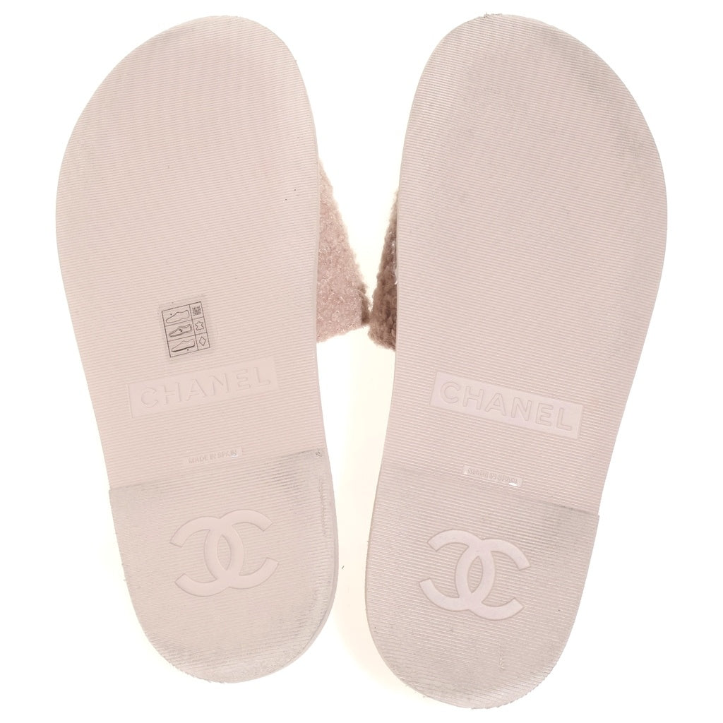 CHANEL(シャネル) ココマーク パール ムートン レザー サンダル ピンク レディース G45575