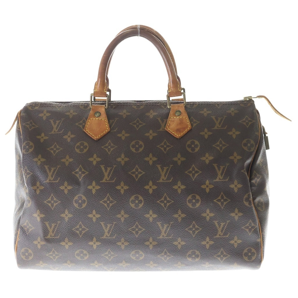 LOUIS VUITTON(ルイヴィトン) モノグラム スピーディ35 ハンドバッグ ボストンバッグ ブラウン レザー×PVC M41524 ゴールド金具 レディース