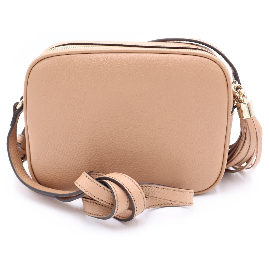 GUCCI(グッチ) ソーホー インターロッキングG タッセル フリンジレザー スモールディスコバッグ ショルダーバッグ ベージュ 308364 レディース