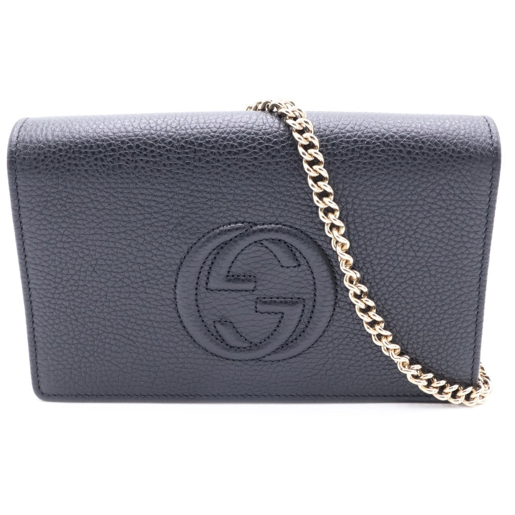 GUCCI(グッチ) ソーホー インターロッキングG カーフスキン チェーンウォレット ショルダーバッグ ブラック 598211 レディース