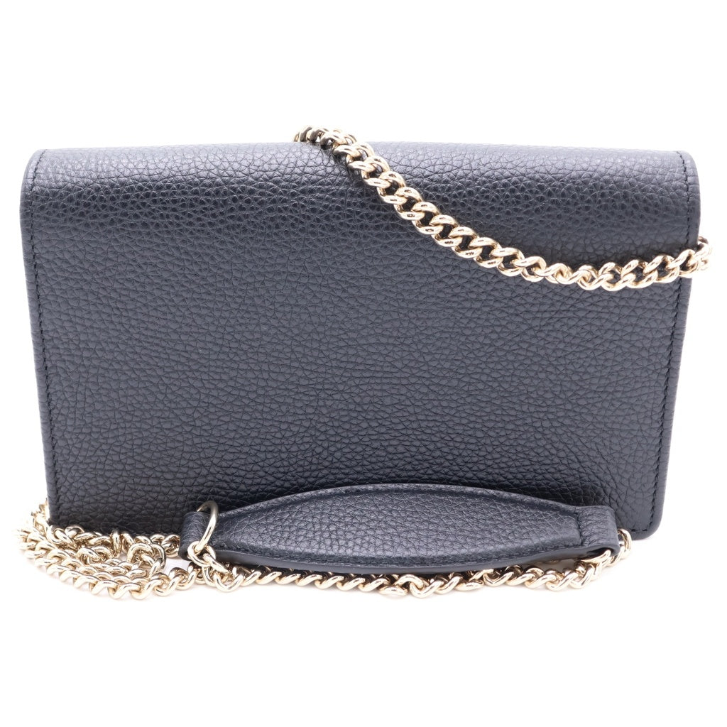 GUCCI(グッチ) ソーホー インターロッキングG カーフスキン チェーンウォレット ショルダーバッグ ブラック 598211 レディース