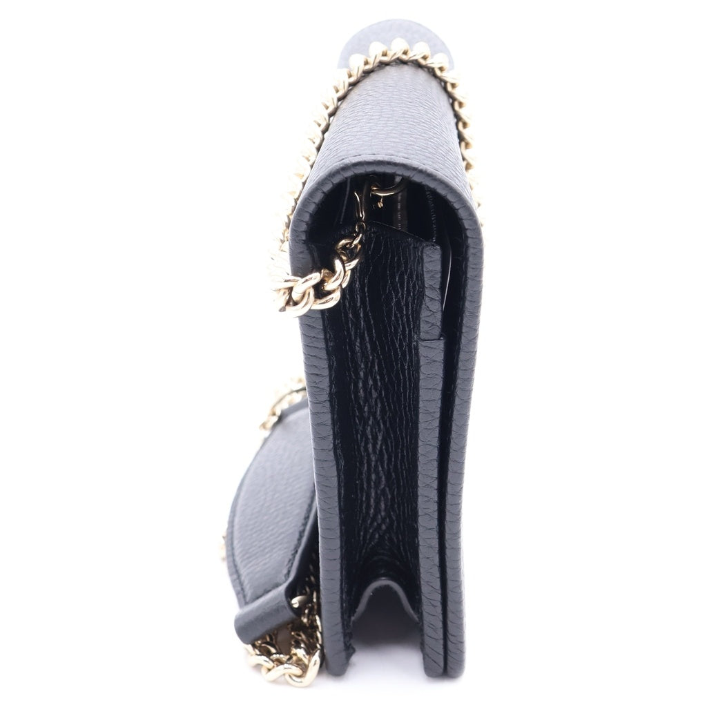 GUCCI(グッチ) ソーホー インターロッキングG カーフスキン チェーンウォレット ショルダーバッグ ブラック 598211 レディース
