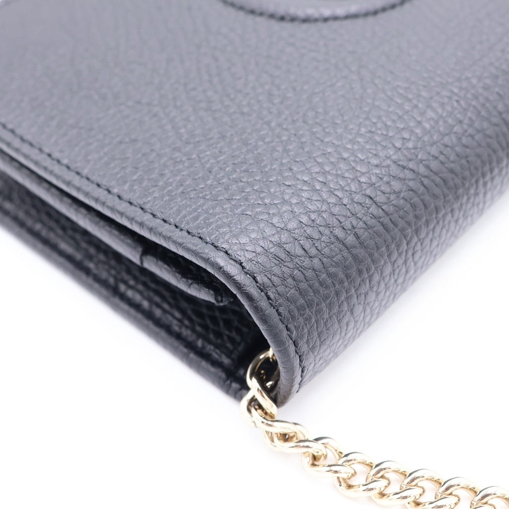 GUCCI(グッチ) ソーホー インターロッキングG カーフスキン チェーンウォレット ショルダーバッグ ブラック 598211 レディース