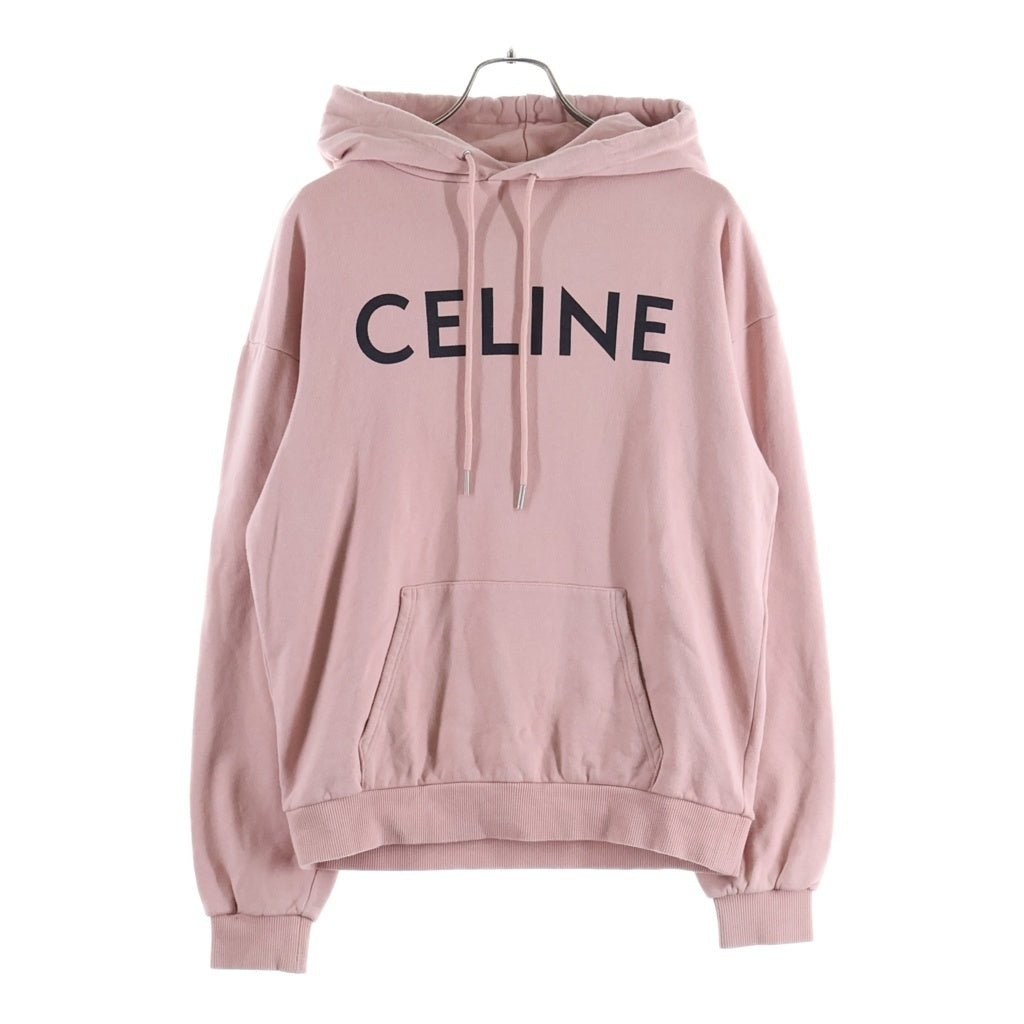 CELINE(セリーヌ) ロゴプリント コットン ルーズ フーディー スウェット パーカー #S ピンク 2Y321670Q