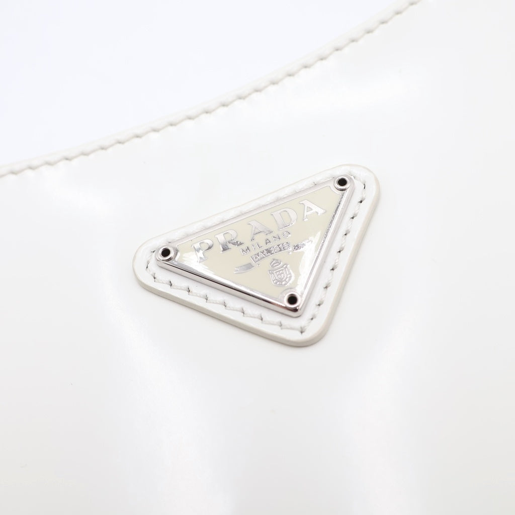 PRADA(プラダ) クレオ ハンドバッグ ワンショルダーバッグ ホワイト レザー 1BC499 シルバー金具 レディース