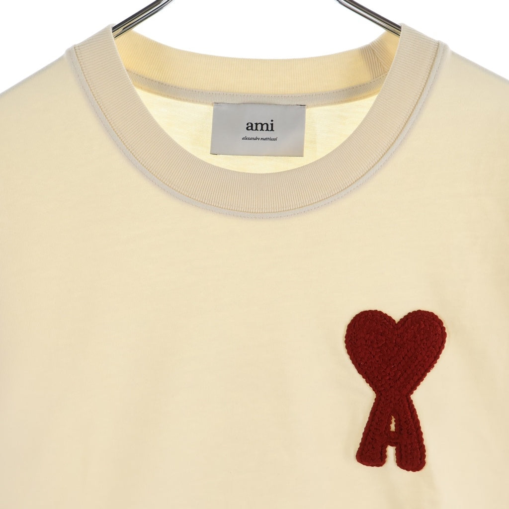 ami paris(アミパリス) Ami de Coeur ハートAロゴ 半袖Tシャツ カットソー コットン ベージュ HTS065.726 レディース