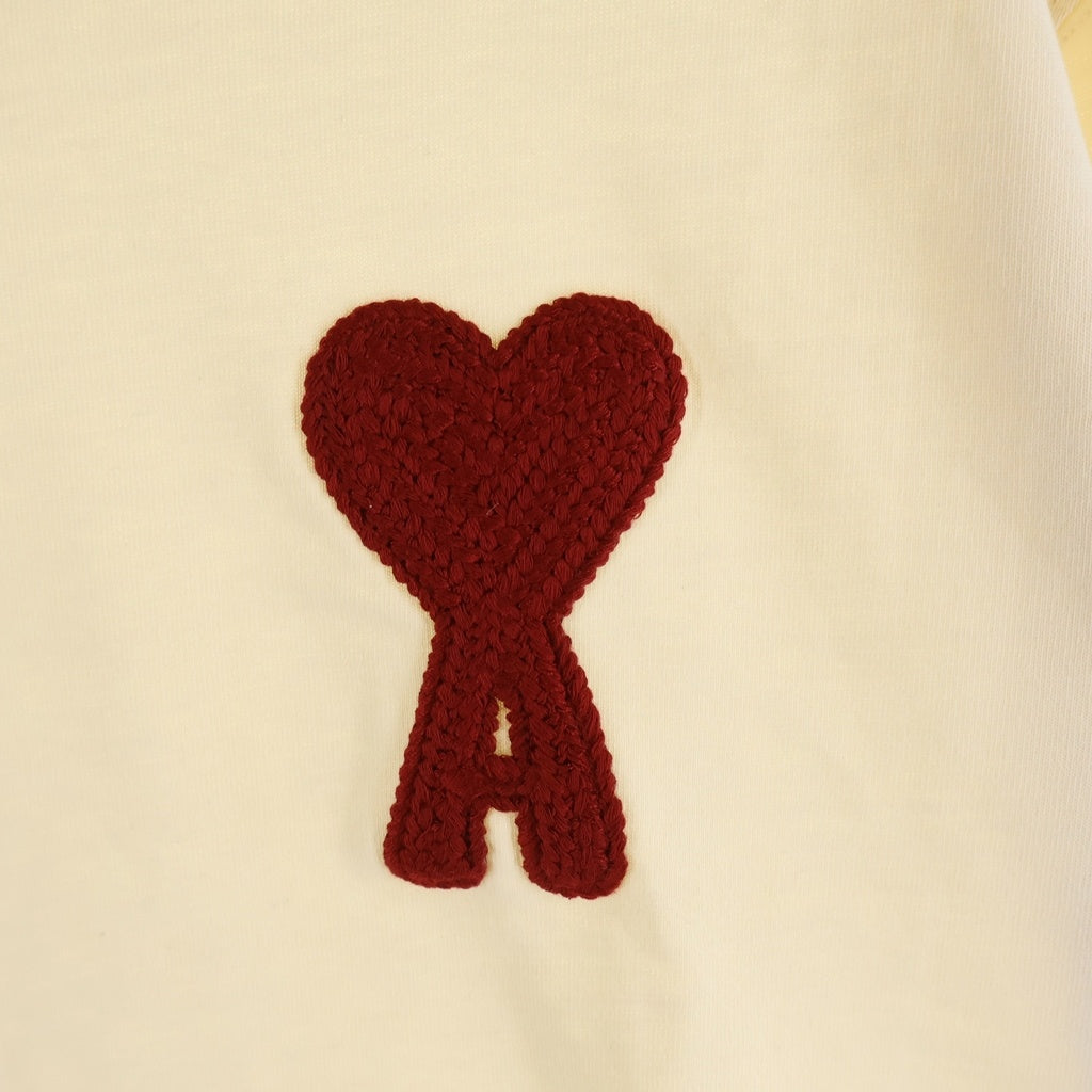 ami paris(アミパリス) Ami de Coeur ハートAロゴ 半袖Tシャツ カットソー コットン ベージュ HTS065.726 レディース