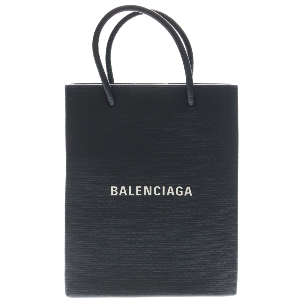 BALENCIAGA(バレンシアガ) ショッピング フォンフォルダー レザー 2WAY ハンド ショルダー バッグ シルバー金具 ブラック 693805 レディース