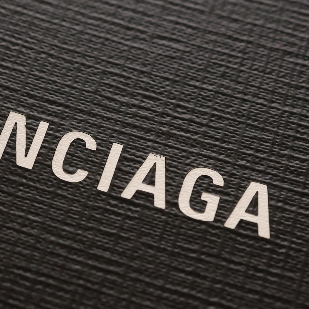 BALENCIAGA(バレンシアガ) ショッピング フォンフォルダー レザー 2WAY ハンド ショルダー バッグ シルバー金具 ブラック 693805 レディース
