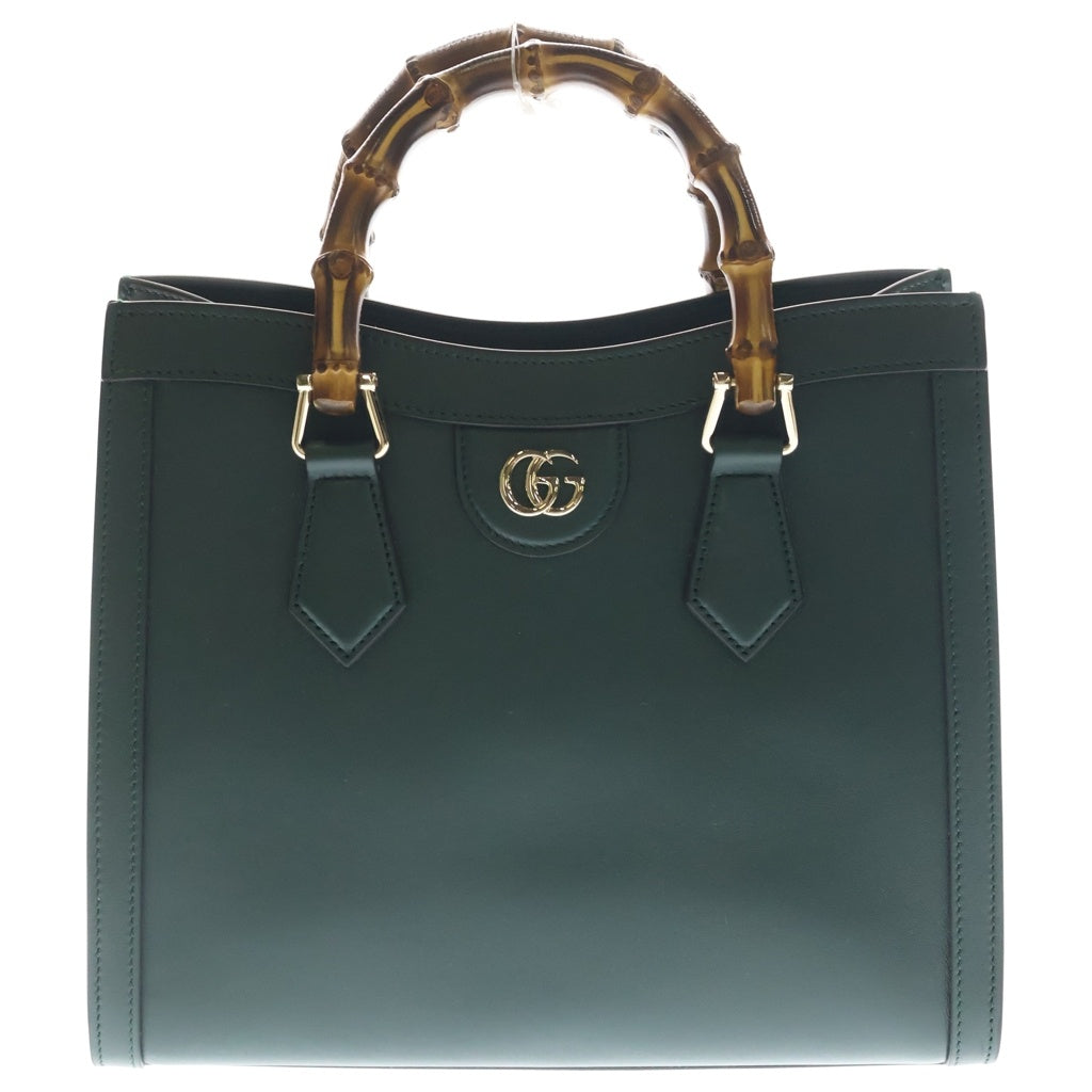 GUCCI(グッチ) ダイアナ バンブー 2WAYハンドバッグ ショルダーバッグ トートバッグ モスグリーン レザー 853226 ゴールド金具 レディース