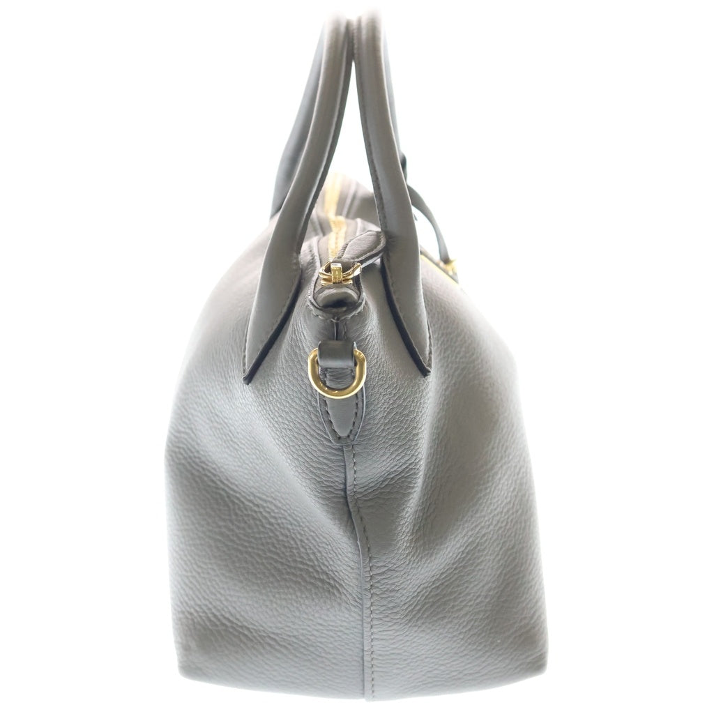 PRADA(プラダ) ヴィッテロダイノ 2WAYハンドバッグ ショルダーバッグ グレー レザー 1BA111 ゴールド金具 レディース