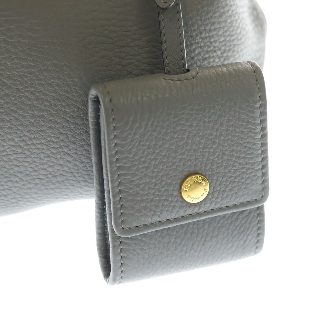 PRADA(プラダ) ヴィッテロダイノ 2WAYハンドバッグ ショルダーバッグ グレー レザー 1BA111 ゴールド金具 レディース