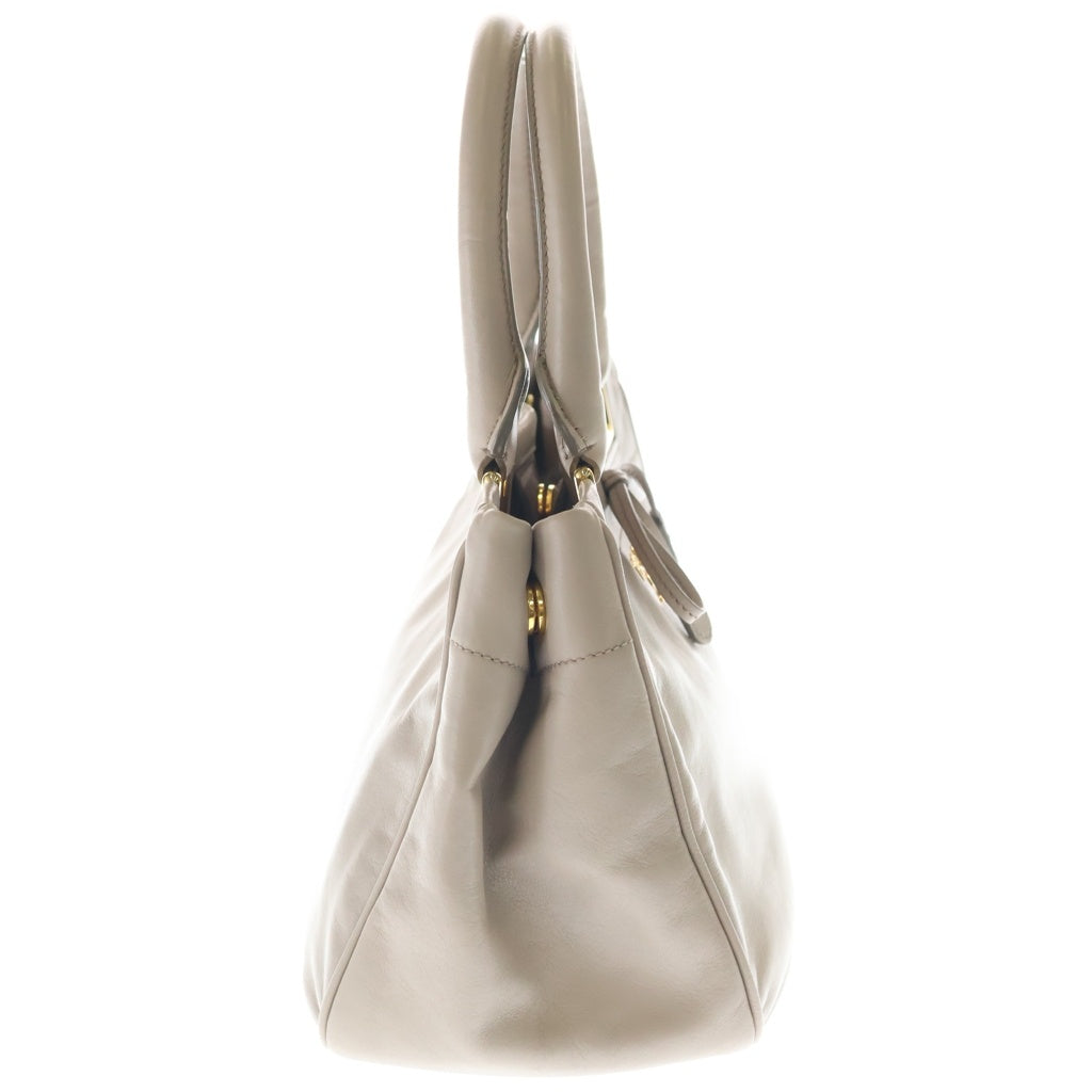 PRADA(プラダ) リボン 2WAYハンドバッグ ショルダーバッグ グレージュ レザー BN2245 ゴールド金具 レディース