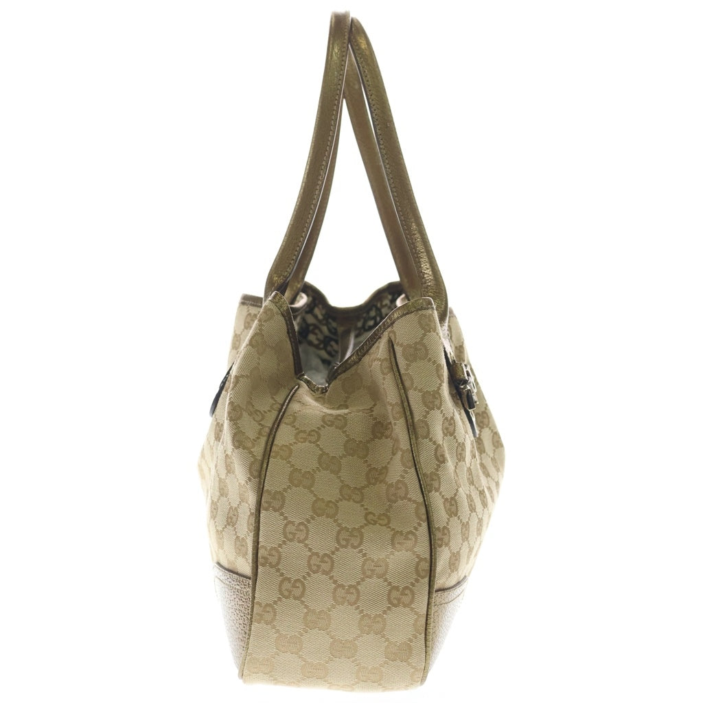 GUCCI(グッチ) プリンシー ハンドバッグ トートバッグ ゴールド レザー×キャンバス ゴールド金具 レディース