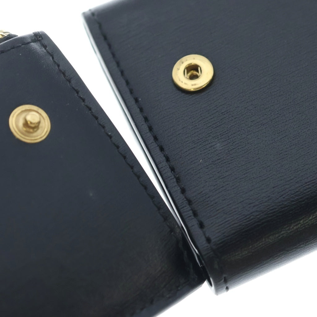 CELINE(セリーヌ) トリオンフ シャイニーカーフスキン ゴールド金具 三つ折り財布 コンパクトウォレット ブラック 10I653DPV.38NO レディース