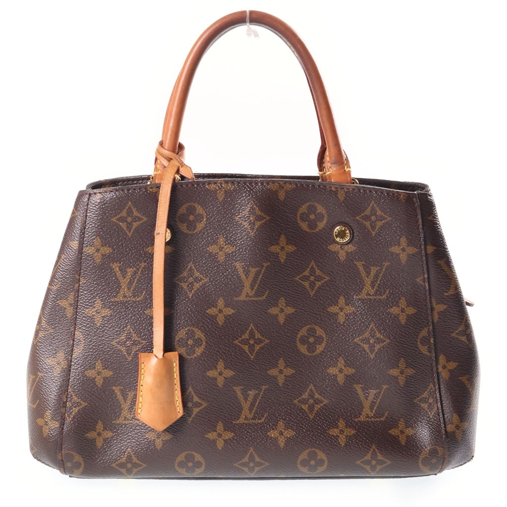 LOUIS VUITTON(ルイヴィトン) モノグラム モンテーニュBB 2WAYハンドバッグ ショルダーバッグ ブラウン レザー×PVC M41055 ゴールド金具 レディース