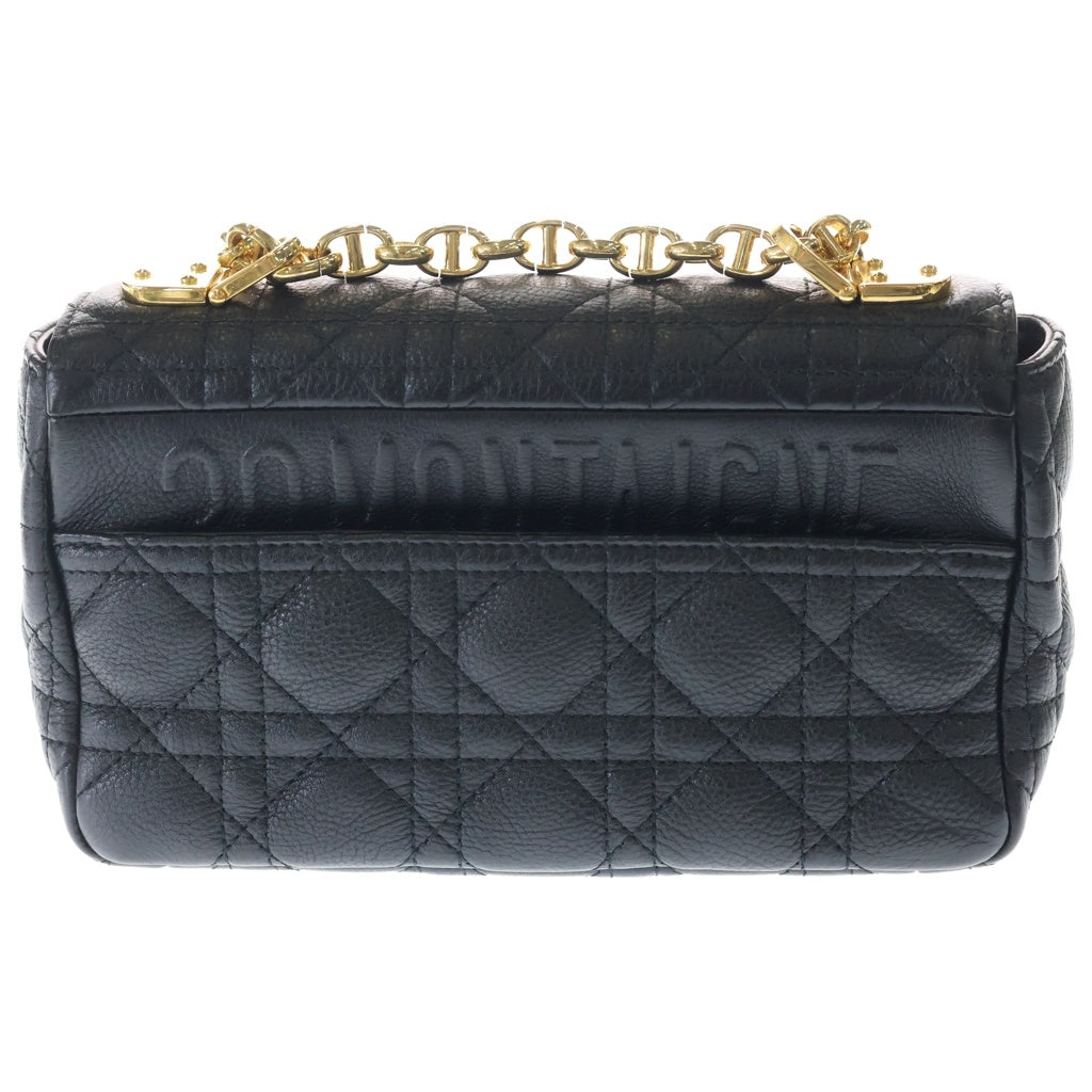 Christian Dior(クリスチャンディオール) カロ25 ミディアム カナージュ レザー チェーンショルダーバッグ ゴールド金具 ブラック レディース