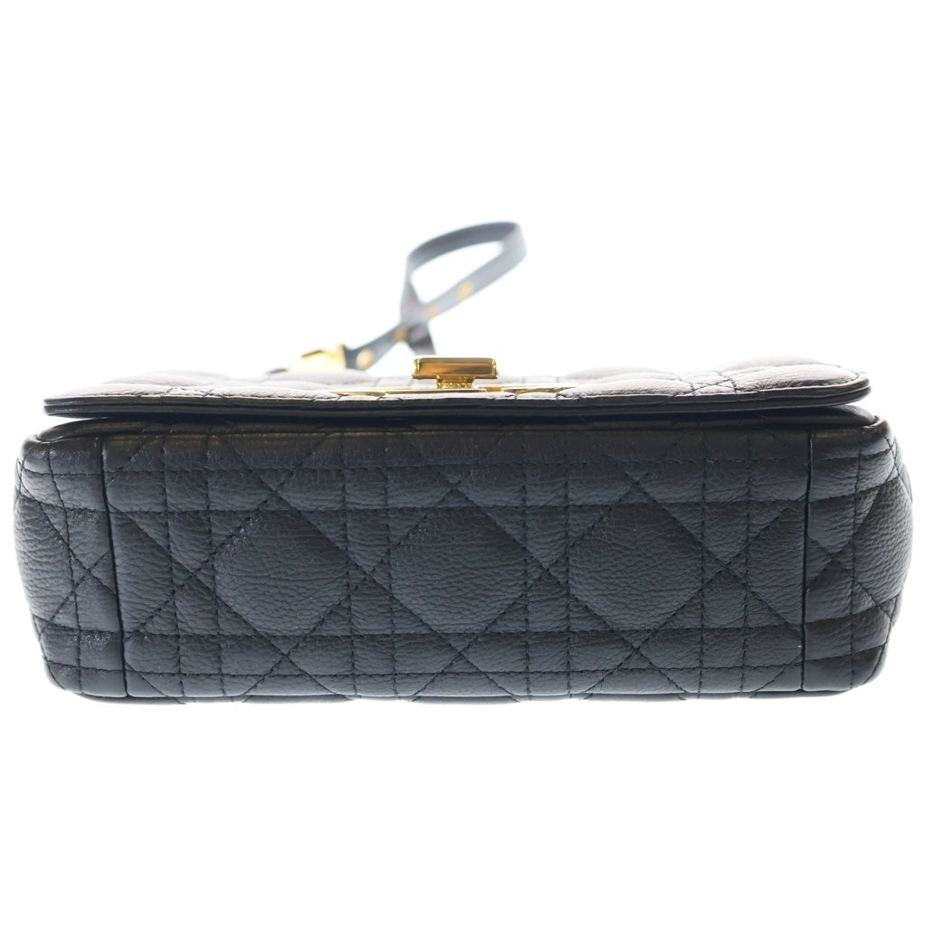 Christian Dior(クリスチャンディオール) カロ25 ミディアム カナージュ レザー チェーンショルダーバッグ ゴールド金具 ブラック レディース