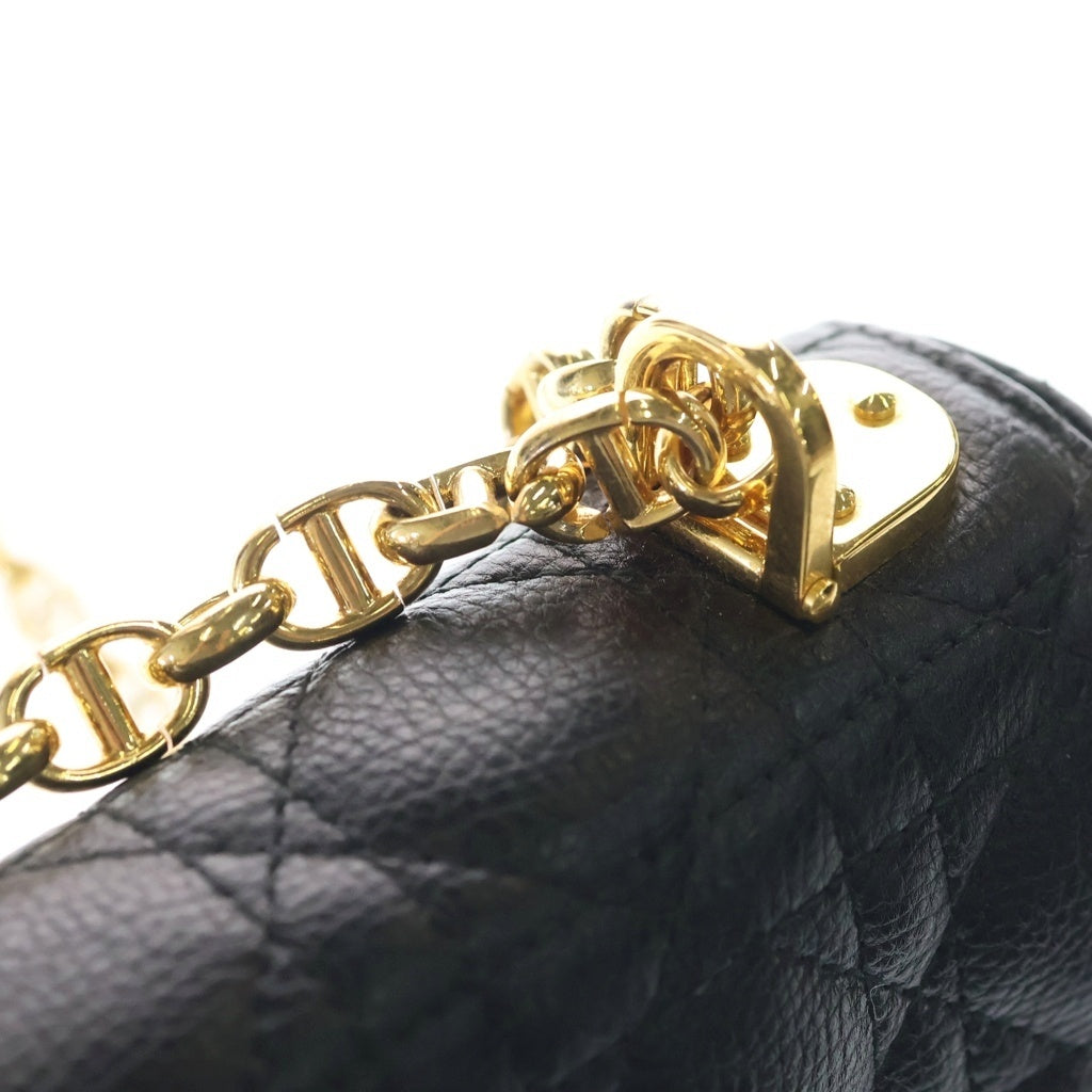Christian Dior(クリスチャンディオール) カロ25 ミディアム カナージュ レザー チェーンショルダーバッグ ゴールド金具 ブラック レディース