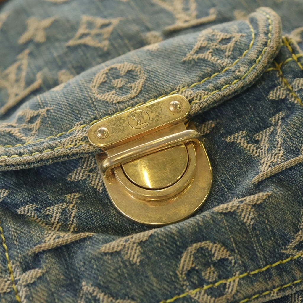 LOUIS VUITTON(ルイヴィトン) モノグラムデニム バギーGM レザー ショルダーバッグ ゴールド金具 インディゴ M95048 レディース