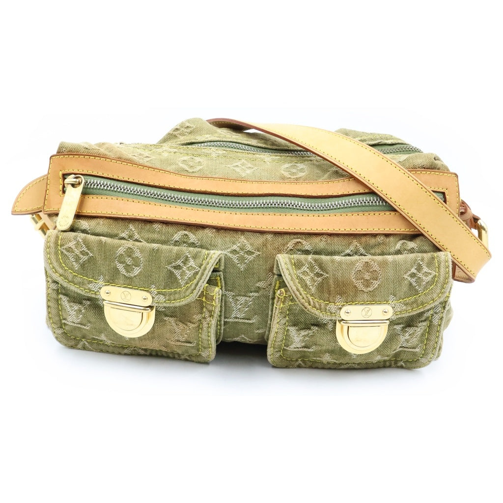 LOUIS VUITTON(ルイヴィトン) モノグラムデニム バギーPM レザー ショルダーバッグ ゴールド金具 カーキ M95213 レディース