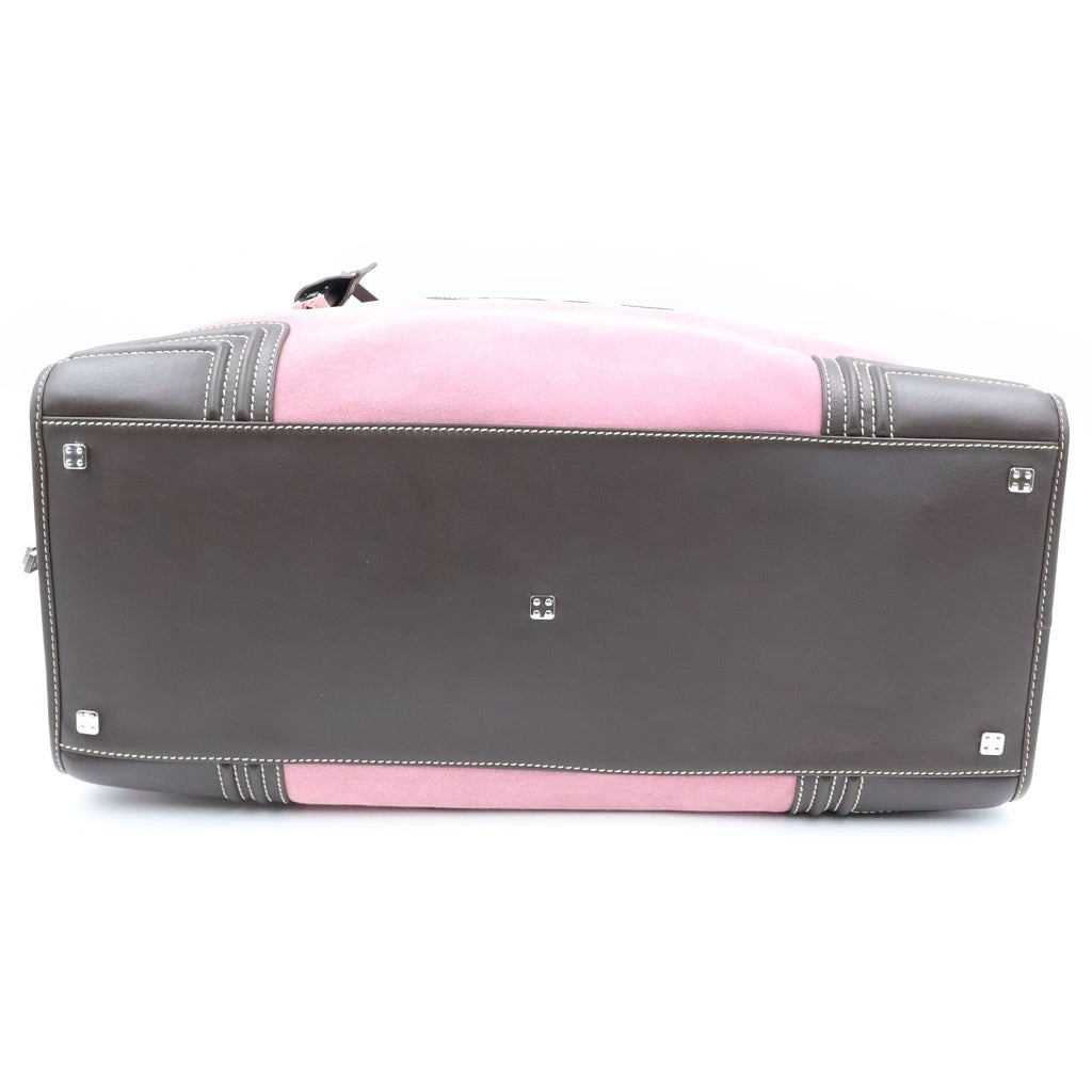 LOEWE(ロエベ) アマソナ アナグラムロゴ スエードレザー ハンドバッグ シルバー金具 ピンク レディース