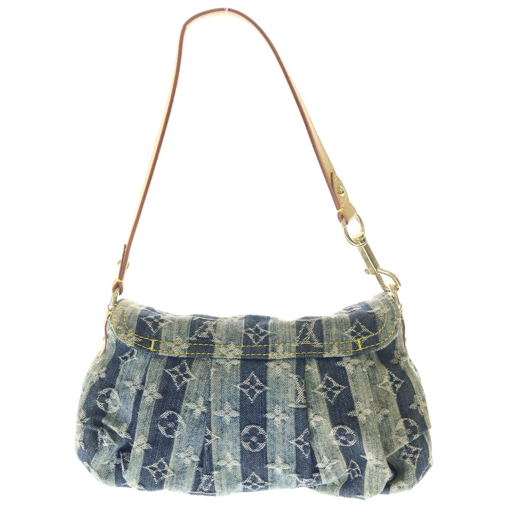 LOUIS VUITTON(ルイヴィトン) モノグラムデニム ミニプリーティ レイエ レザー ハンド ワンショルダーバッグ ゴールド金具 インディゴ M95333 レディース