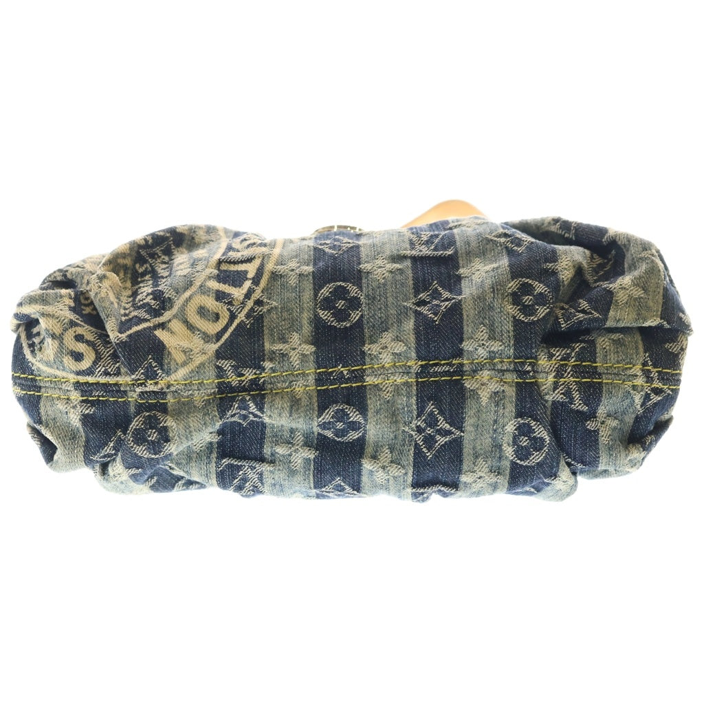 LOUIS VUITTON(ルイヴィトン) モノグラムデニム ミニプリーティ レイエ レザー ハンド ワンショルダーバッグ ゴールド金具 インディゴ M95333 レディース