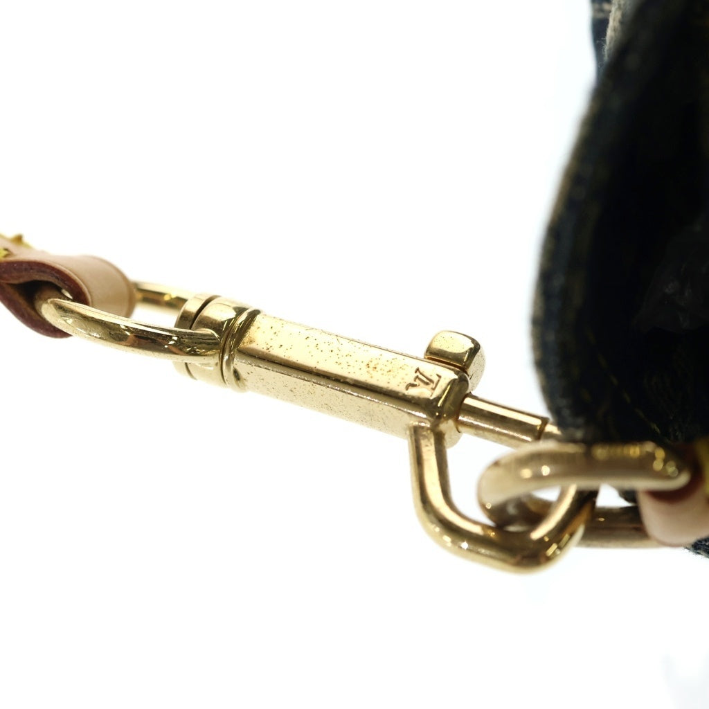 LOUIS VUITTON(ルイヴィトン) モノグラムデニム ミニプリーティ レイエ レザー ハンド ワンショルダーバッグ ゴールド金具 インディゴ M95333 レディース