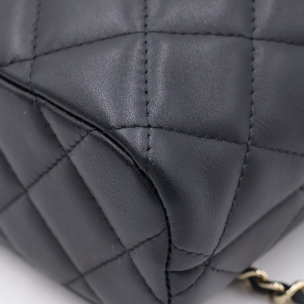 CHANEL(シャネル) マトラッセ ホーボー ミニ ラムスキン レザー 2WAY ハンド チェーンショルダーバッグ ゴールド金具 ブラック AP4761 シール レディース