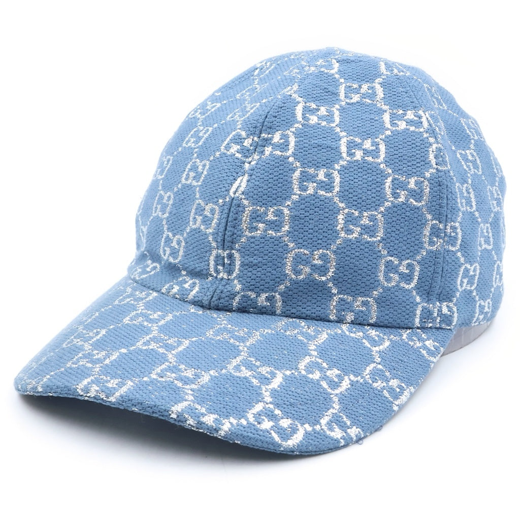 GUCCI(グッチ) GGラメ ウールナイロン ベースボールキャップ 帽子 ライトブルー 631953 レディース
