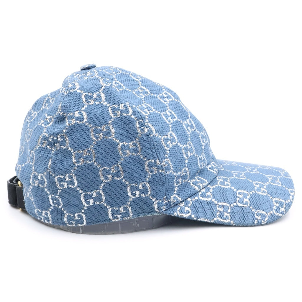 GUCCI(グッチ) GGラメ ウールナイロン ベースボールキャップ 帽子 ライトブルー 631953 レディース