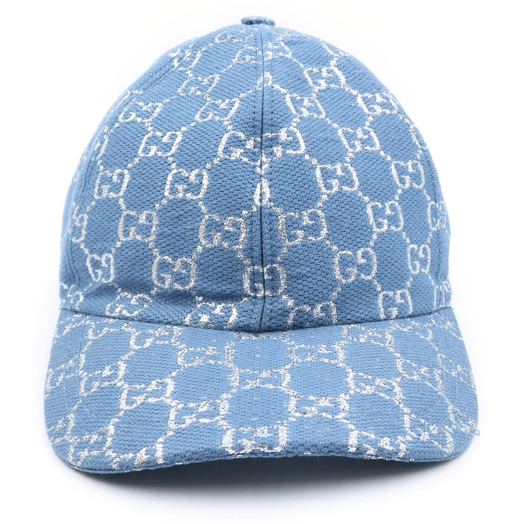GUCCI(グッチ) GGラメ ウールナイロン ベースボールキャップ 帽子 ライトブルー 631953 レディース