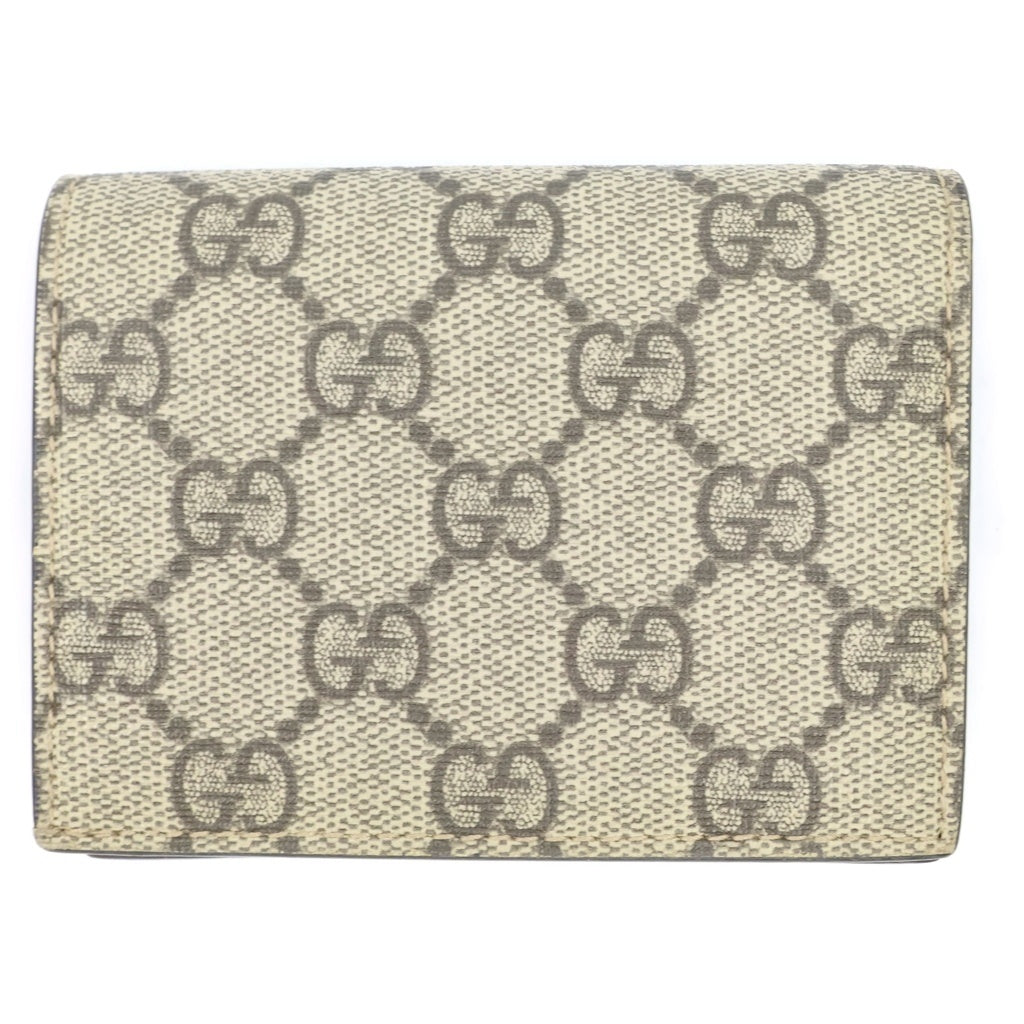 GUCCI(グッチ) GGスプリーム チェリー 二つ折り財布 コンパクトウォレット コインケース ベージュ PVCレザー 476050 ゴールド金具 レディース