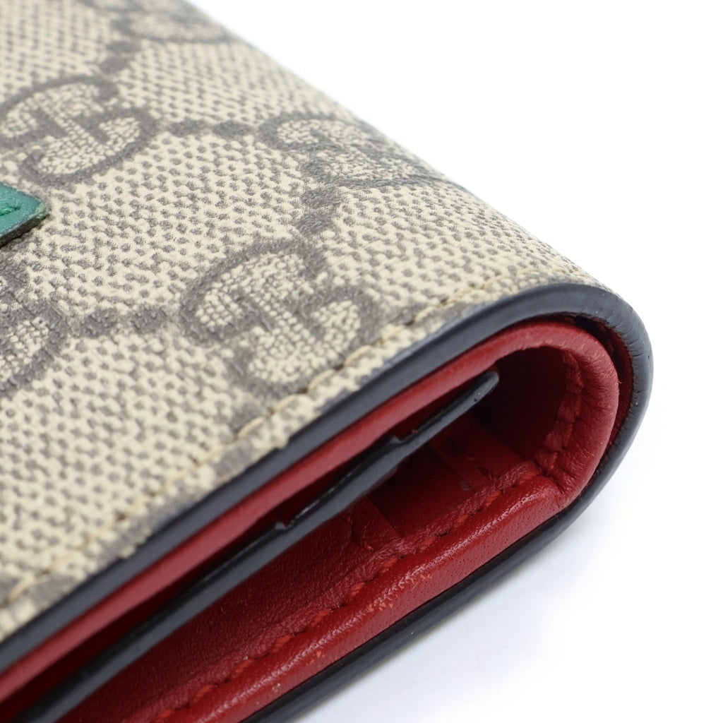 GUCCI(グッチ) GGスプリーム チェリー 二つ折り財布 コンパクトウォレット コインケース ベージュ PVCレザー 476050 ゴールド金具 レディース