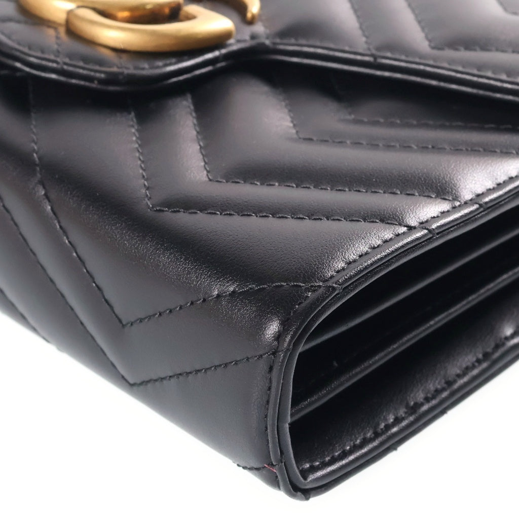 GUCCI(グッチ) GGマーモント チェーンショルダーバッグ ブラック レザー 474575 ゴールド金具 レディース