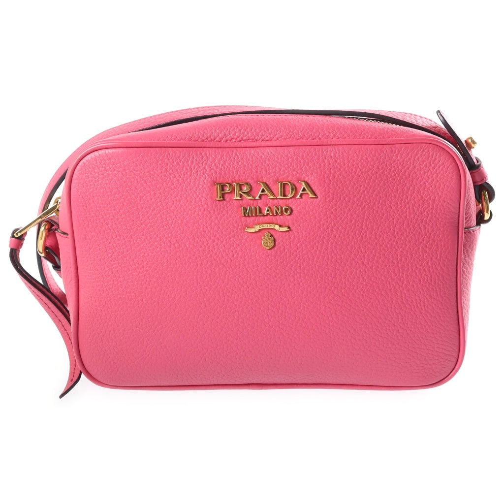 PRADA(プラダ) ヴィッテロフェニックス レザー ショルダーバッグ ゴールド金具 ピンク 1BH103 レディース