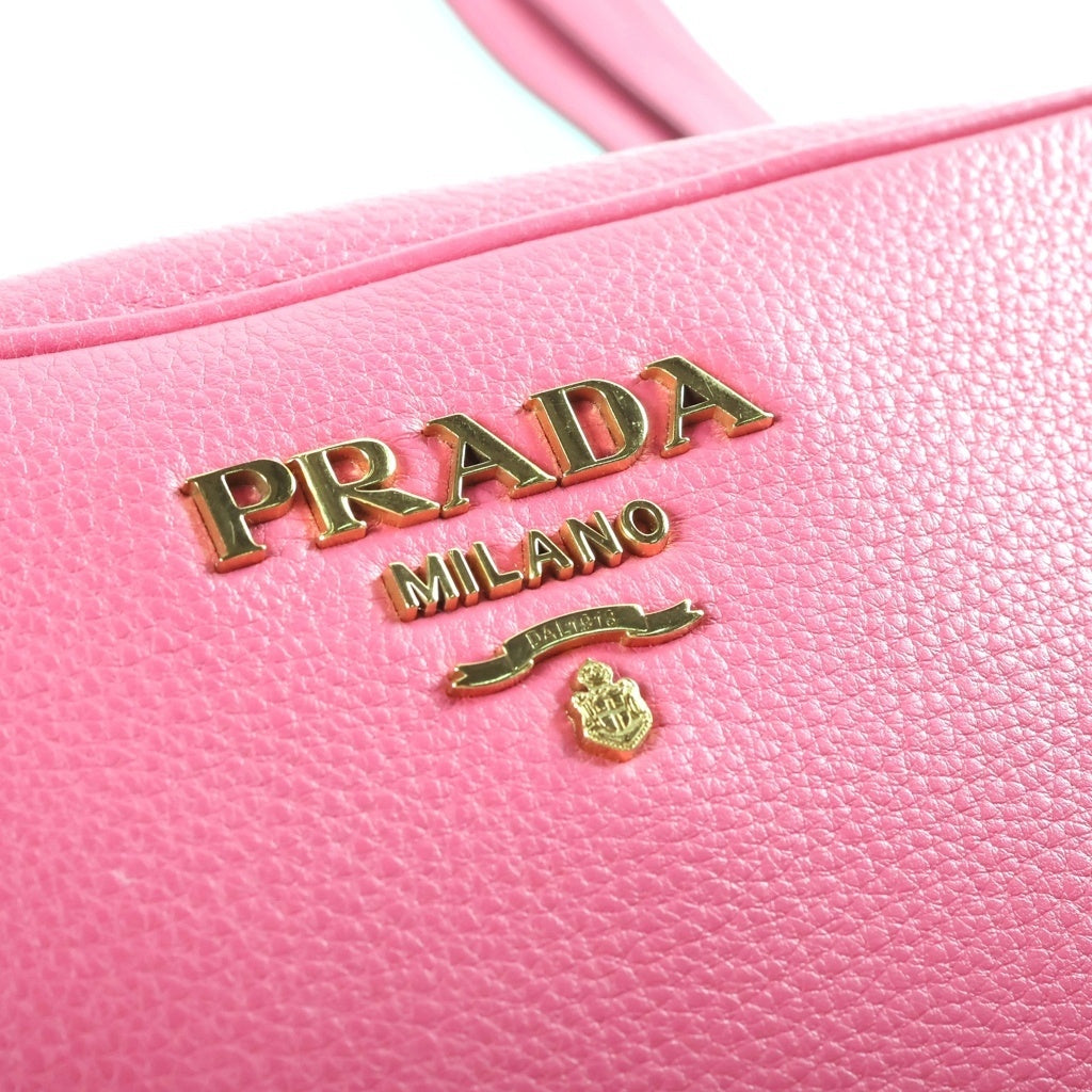 PRADA(プラダ) ヴィッテロフェニックス レザー ショルダーバッグ ゴールド金具 ピンク 1BH103 レディース