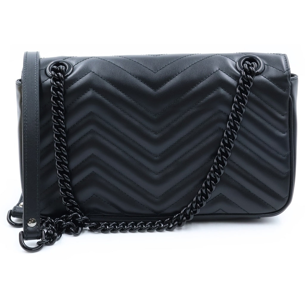 GUCCI(グッチ) GGマーモント ミディアム キルティング レザー チェーン ショルダーバッグ ブラック 443497 レディース