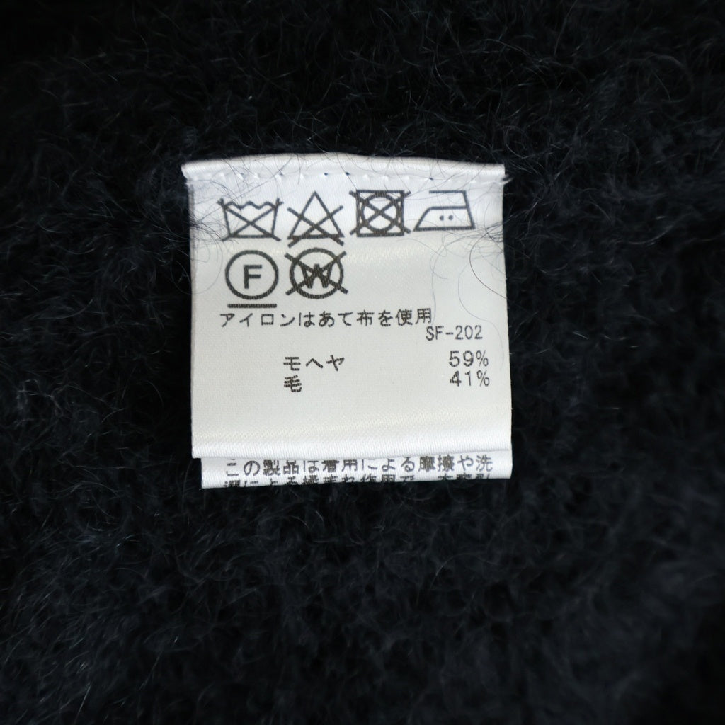 BIOTOP(ビオトープ) スラッシュ ライン ジャガード モヘア ウール クルーネック プルオーバー 長袖ニット セーター ブラック BBK-99500-C レディース