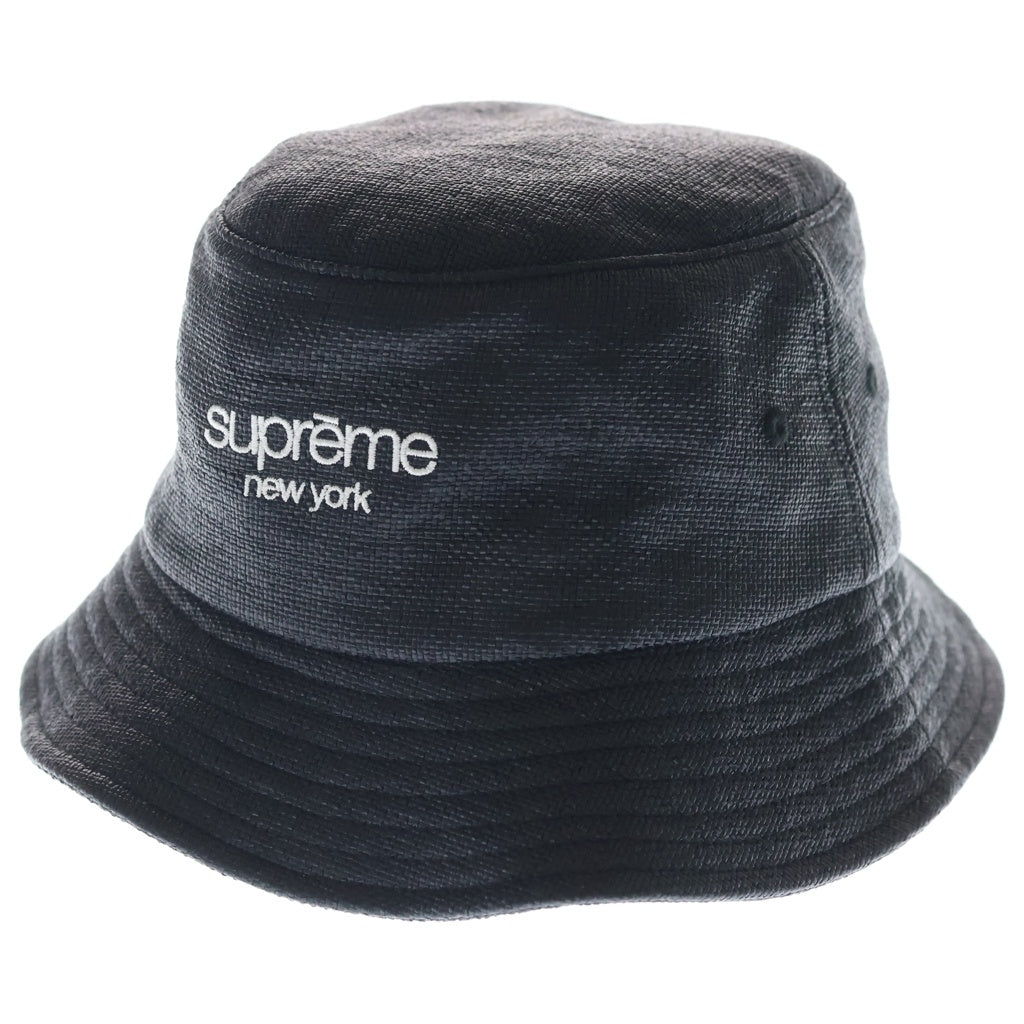 SUPREME(シュプリーム) 22SS Raffia Crusher ラフィア クラッシャー ロゴ刺繍 バケットハット 帽子 ブラック