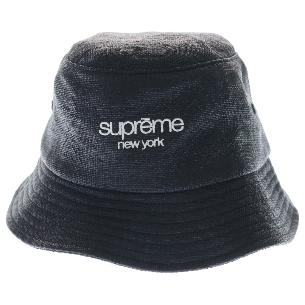 SUPREME(シュプリーム) 22SS Raffia Crusher ラフィア クラッシャー ロゴ刺繍 バケットハット 帽子 ブラック