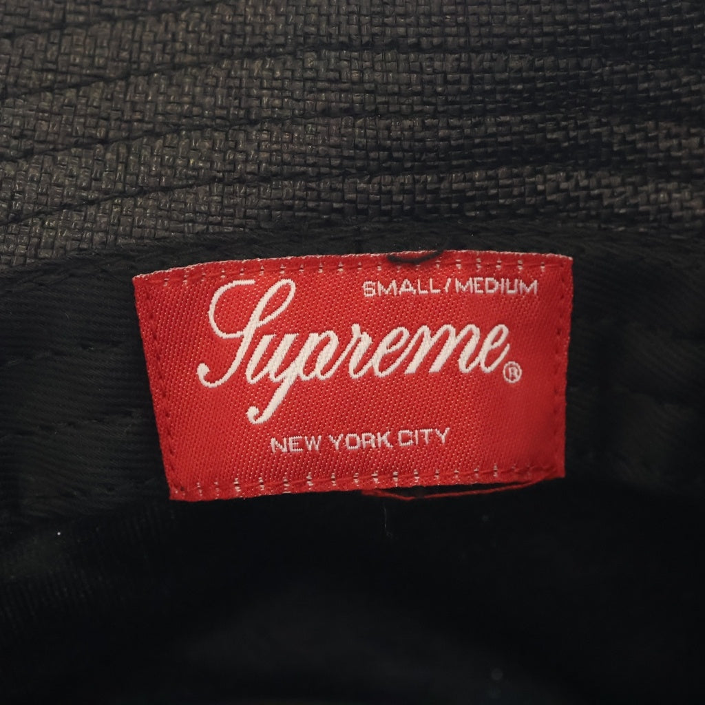SUPREME(シュプリーム) 22SS Raffia Crusher ラフィア クラッシャー ロゴ刺繍 バケットハット 帽子 ブラック