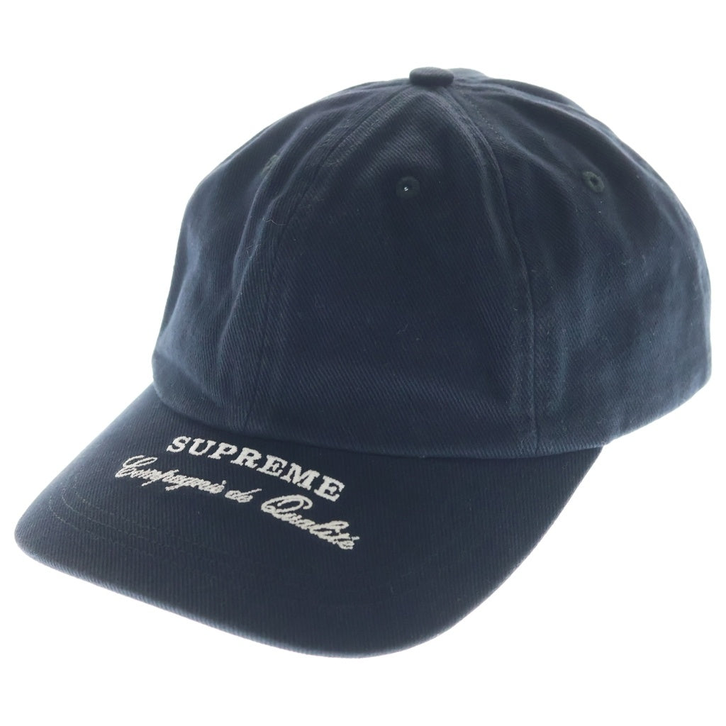 SUPREME(シュプリーム) 22AW Qualite 6-Panel カリテ 6パネル ロゴ刺繍 ベースボール キャップ 帽子 ネイビー