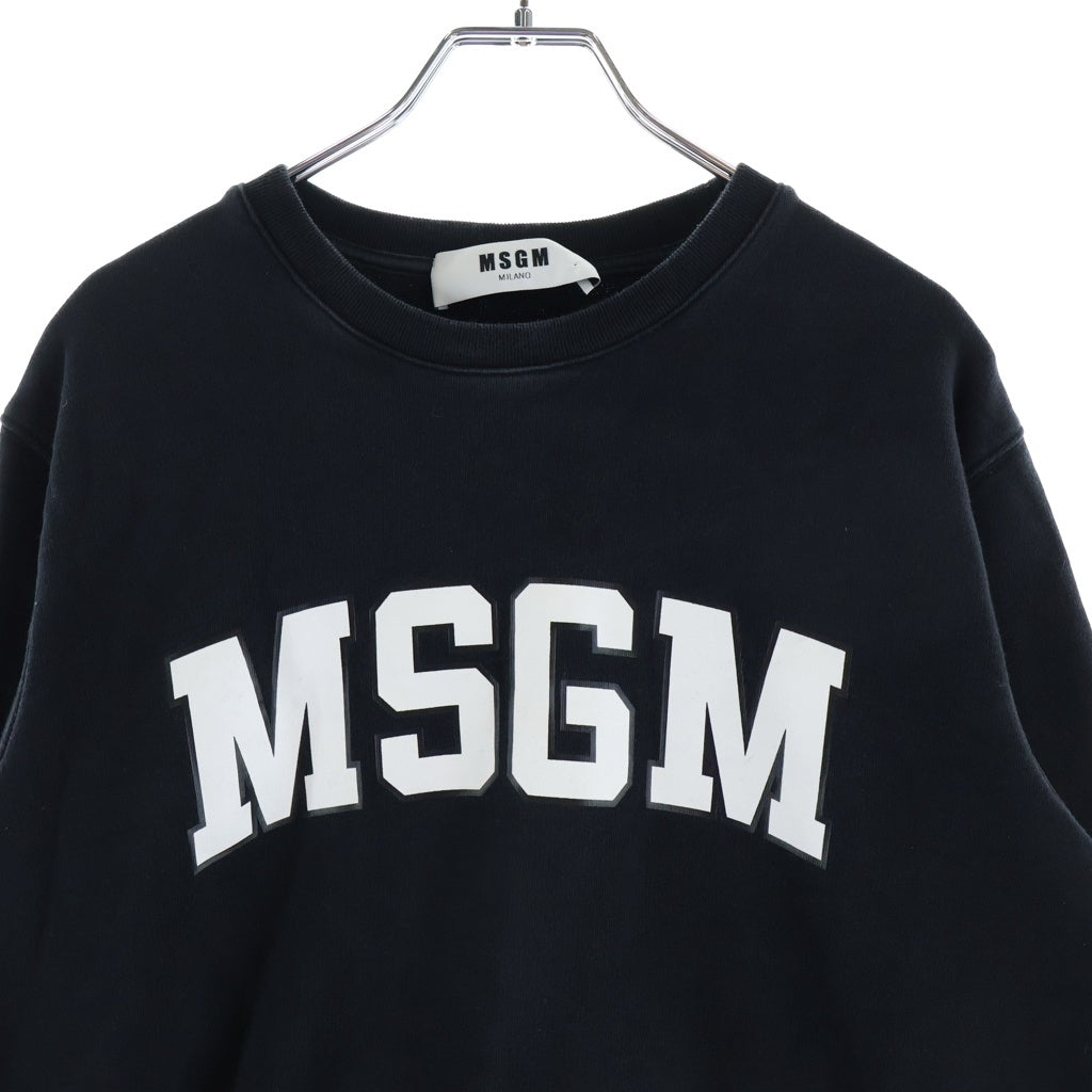 MSGM(エムエスジーエム) フロントロゴ クルーネック長袖スウェット コットン ブラック 2614MDM163 レディース
