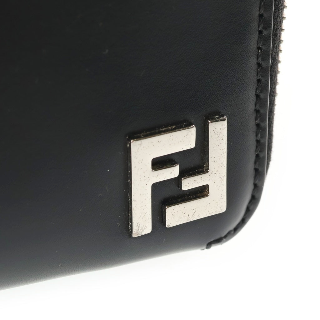 FENDI(フェンディ) スクエアFF カメラケース ショルダーバッグ 2WAY ズッカ柄 PVC レザー シルバー金具 ブラック 7M0357 レディース