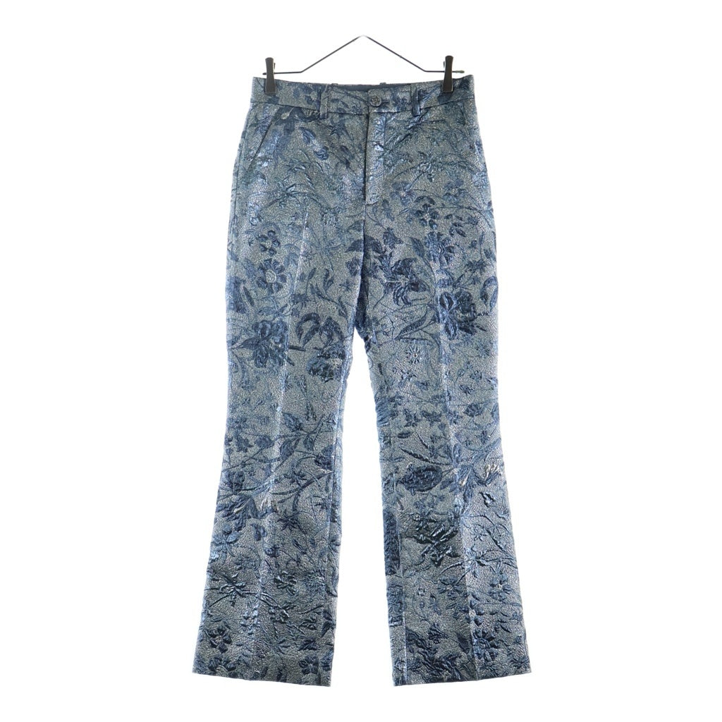 GUCCI(グッチ) メタリック ジャガード セミフレア スラックスパンツ シルバー/ブルー 813159 レディース