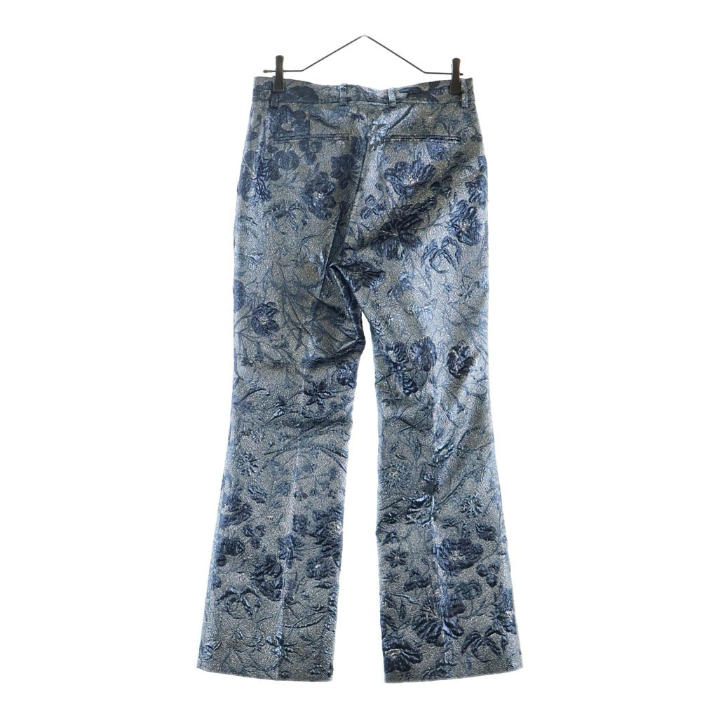GUCCI(グッチ) メタリック ジャガード セミフレア スラックスパンツ シルバー/ブルー 813159 レディース